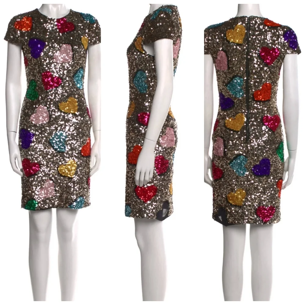 Alice + olivia Nat Heart Sequin Mini Dress Size 0 - Picture 15 of 16